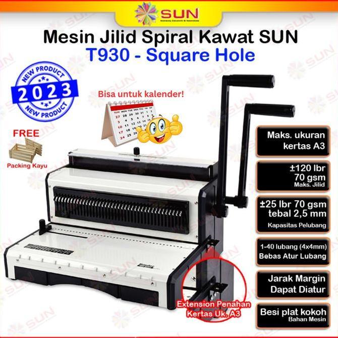 Mesin Jilid Spiral Kawat A3 Heavy Duty T930 Lubang Bulat / Kotak