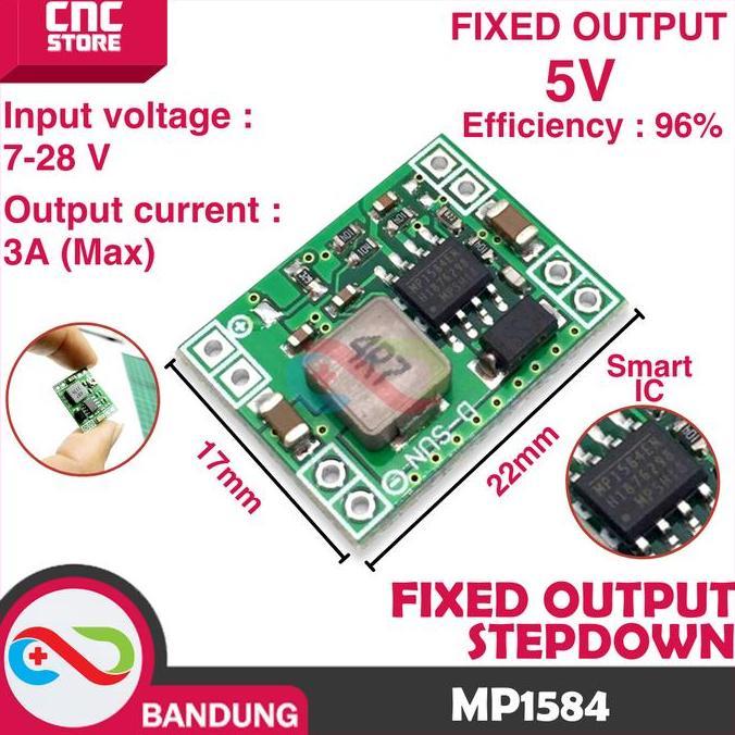 SPORTOV MP1584 SMALL FIXED OUTPUT STEP DOWN DC 3A 7V-28V TO 5V MODULE