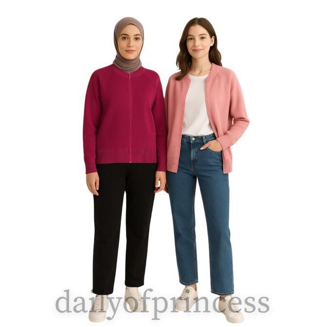Dailyofprincess Ziva Jaket Wanita Rajut Resleting