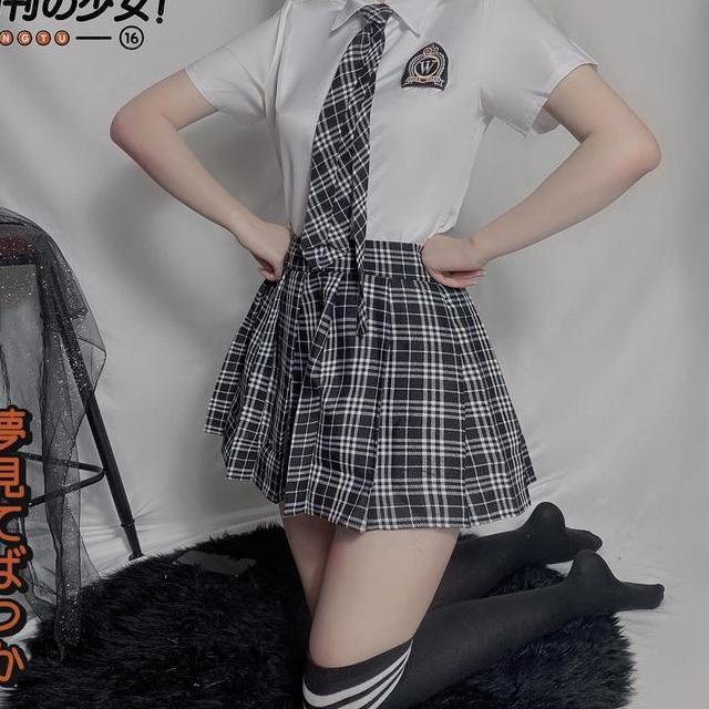 Baju Seragam Wanita Cosplay Seragam Kostum Sekolah Kotakkotak Set A232 Lingerie