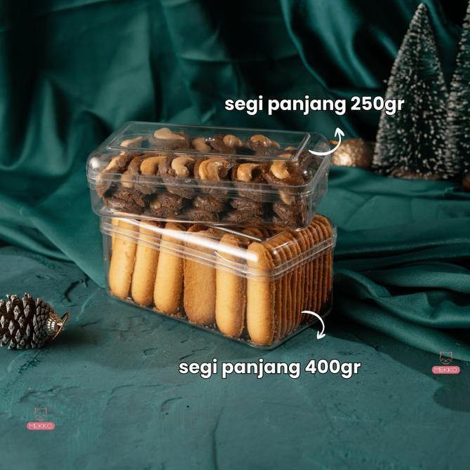 TopPlus [ISI 24PCS] Toples Premium Kue Kering Segi Panjang 250gr - Toples Kue Putri Salju/Kastengel/