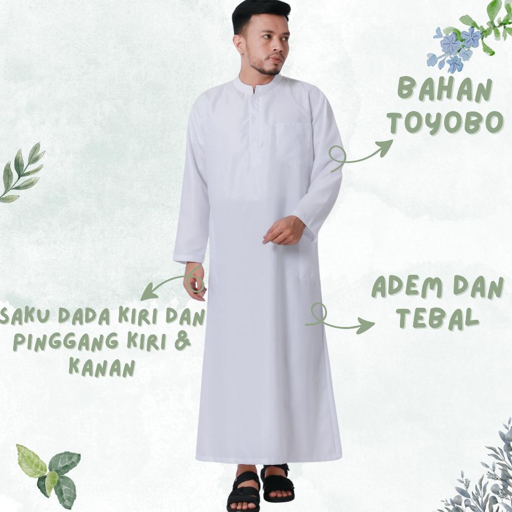 Limited Jubah Gamis Polos Pria Laki Laki Dewasa Lengan Panjang Bahan Toyobo Warna Putih Hitam Abu Co