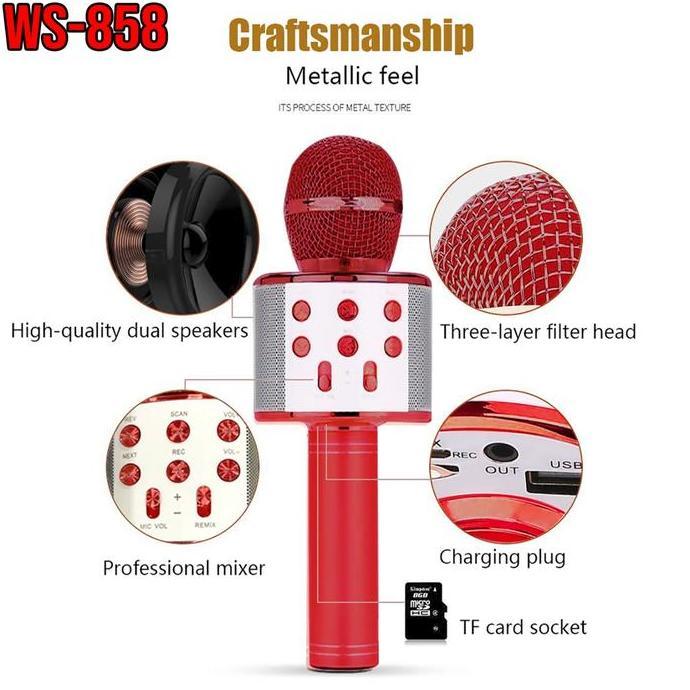 WARUNGLEKYANTO - MIC KARAOKE MIKROFON WSTER BLUETOOTH WIRELESS WS858 WS-858 MIC SMULE