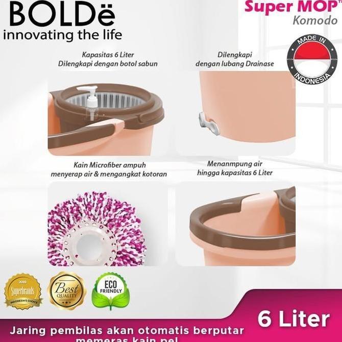 Bolde Super Mop Komodo 6 Liter Spin Mop Pengering Bisa Dilepas 6L