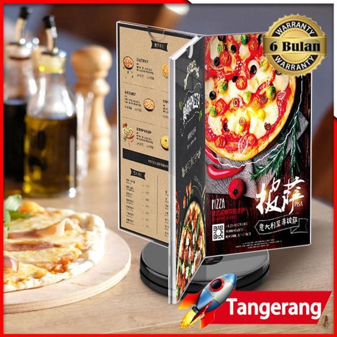 FARMUKE Akrilik Display Putar Stand Brosur Meja Putar 6 Sisi Akrilik Menu Stand