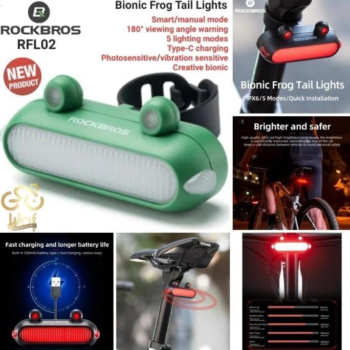 ROCKBROS RFL02 Lampu Belakang Sepeda Smart Brake Bike Rear Tail Light