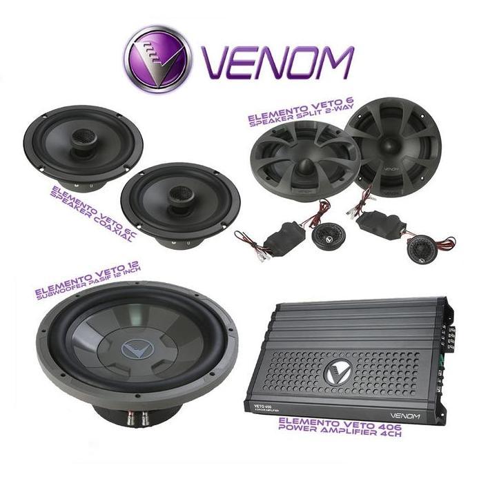 Paket Audio Mobil Full Set Sound System VENOM ELEMENTO VETO SERIES