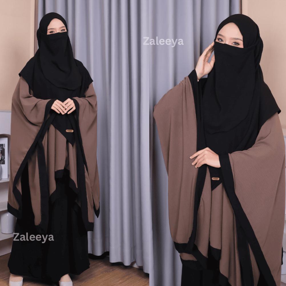 termurah zahira gamis syari crinkle premium one set (cadar + pashmina + rok + tunik)
