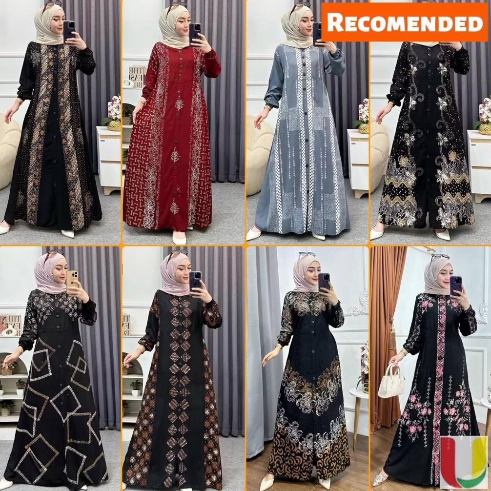 PROMO Batik Usman - Gamis Twill Rayon Premium Model Kancing Terbaru Jumbo Syari Kekinian Batik Cap