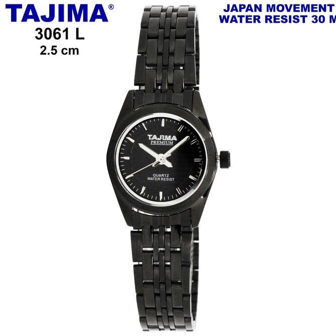 DE56 - Jam Tangan Analog Wanita Tajima Premium 3061L Black Original Stainless Steel Water Resist 3 A