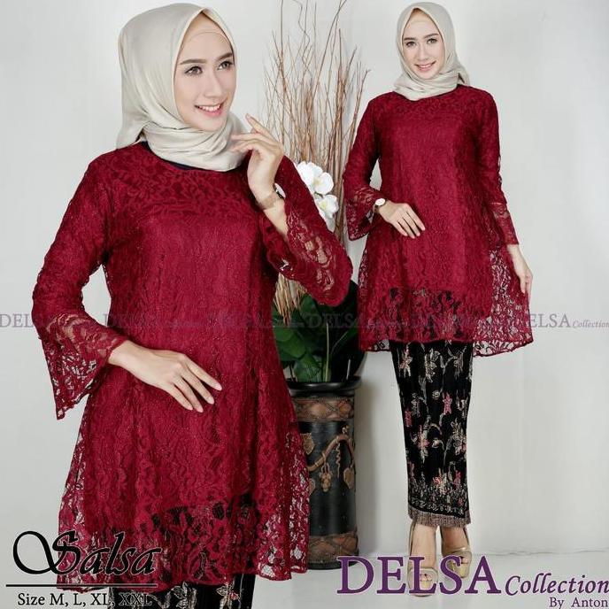 DF75 - Setelan kebaya brukat tunik tile / atasan Kebaya tunik brukat tile terbaru 2021 / setelan Keb