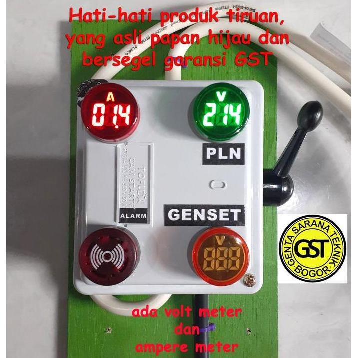 OSHAKAN Tuas Pemindah listrik PLN ke Genset ada ampere dan 2 voltmeter cam starter ohm saklar