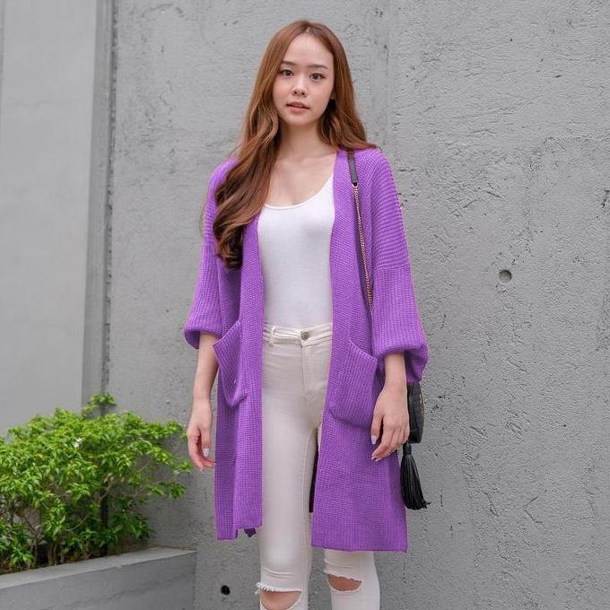 DF325 - LONG CARDIGAN RAJUT TEBAL OVERSIZED MAGRA Outer Knitwear  Panjang  Wanita Tanpa Kancing