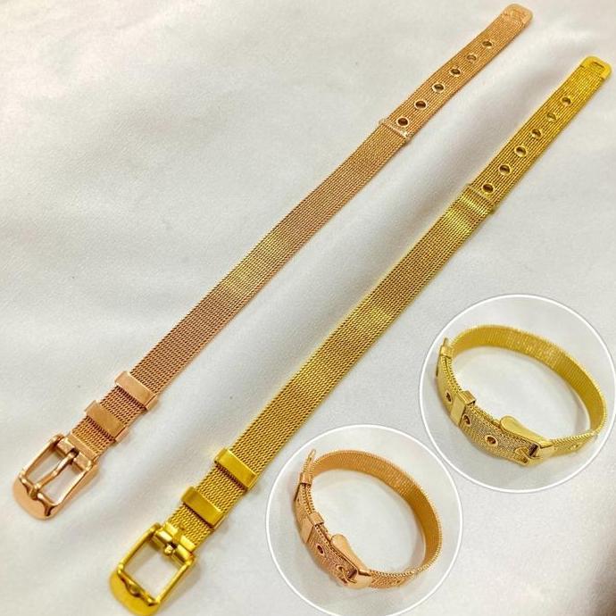 DI31 - Gelang Strap Polos Titanium Warna Gold / Rose Gold Model Tali Jam
