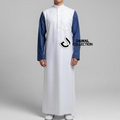 Jual, Promo  Gamis Muslim Aidan Jubah Pria Dewasa Lengan Panjang Desain Trendy Kombinasi Warna Yang 