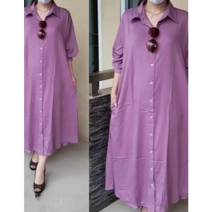 MURAH Gamis Full Kancing Depan Premium terbaru 2025 jumbo Busui Motif Polos