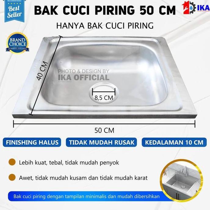 Terlaris - PAKET LENGKAP TERMURAH Bak cuci piring Kitchen sink 50x40cm Bonus Kran tembok pvc ANTI KA