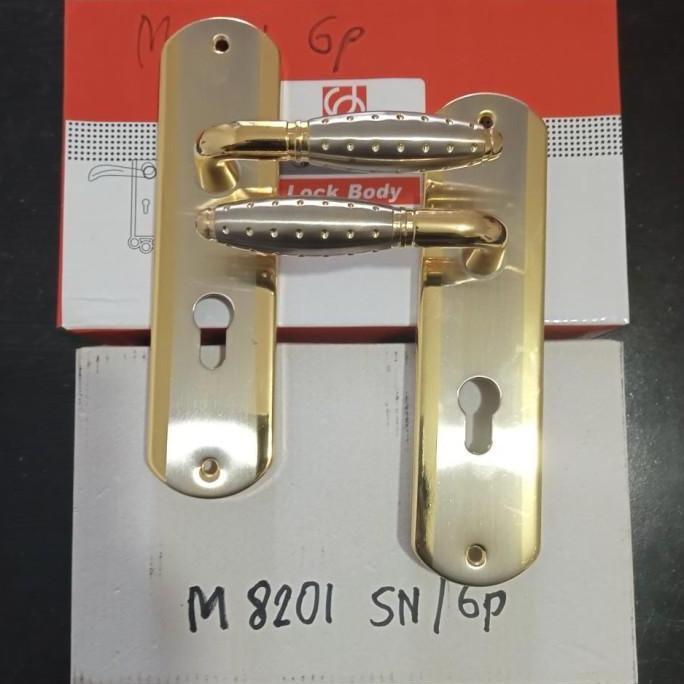 Handle Gagang Kunci Pintu Tanggung Bulat Aluminium Soligen SET CP / GP