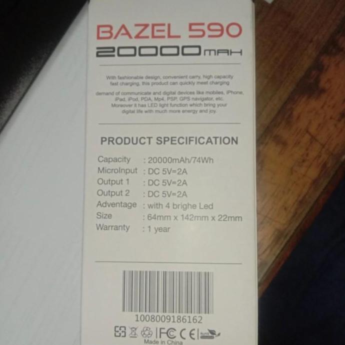 Bazel 590 Series Powerbank 20000 Mah Garansi