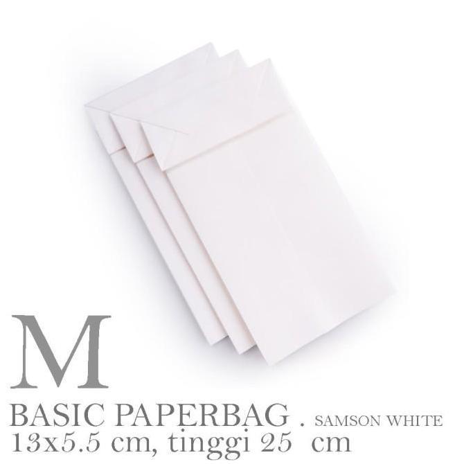 BASIC PAPERBAG PREMIUM WHITE: MEDIUM (M) WHITE SAMSON 140gr