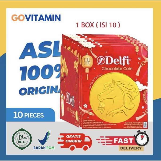 (Box) Koin Coklat Delfi Gold Coin Milk Chocolate Imlek Cny Chococoin Pasti Diskon