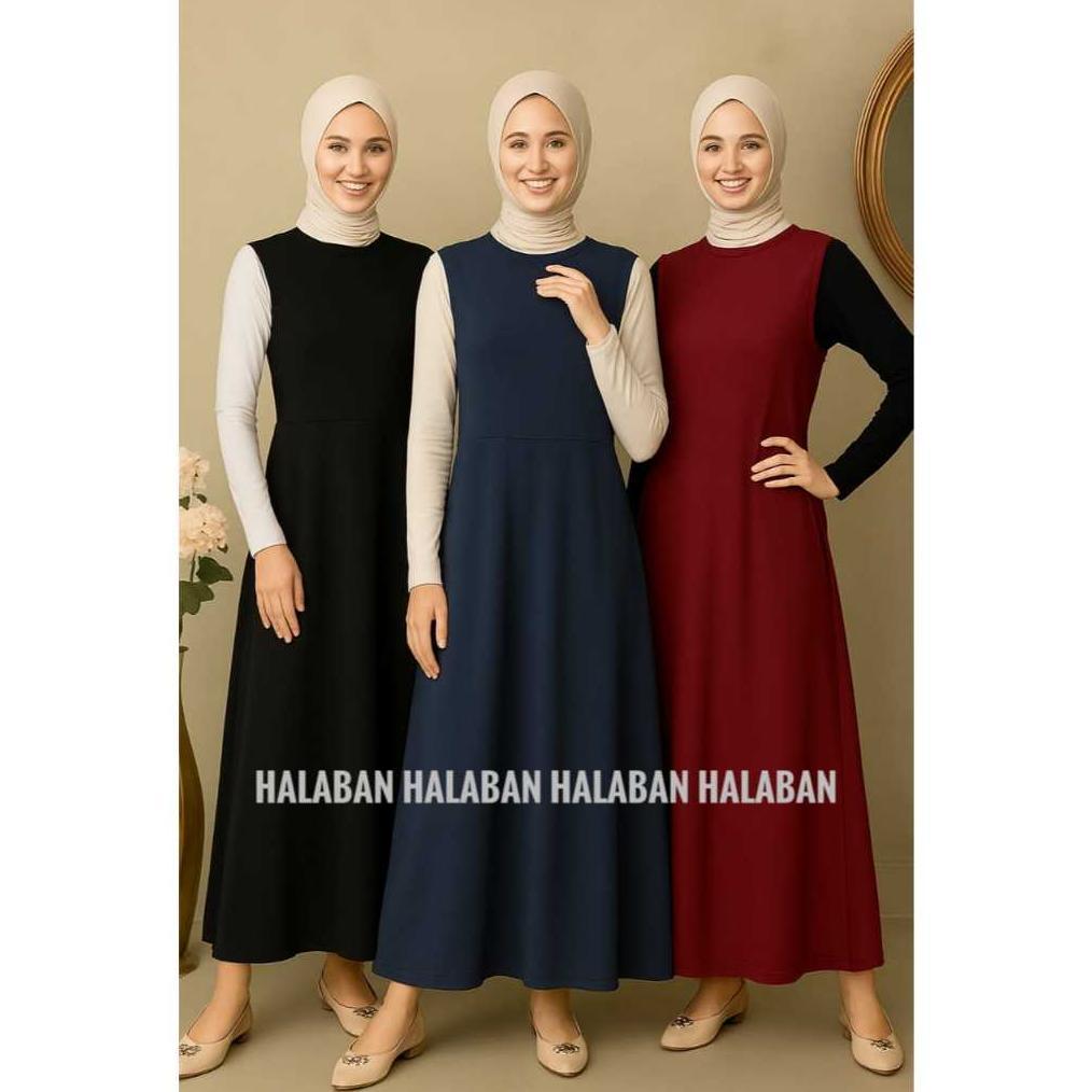 Inner dress wanita lengan buntung / inner dres tampa lengan / manset gamis yukensi simpel Muslim Hit