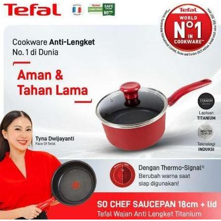 TERLARIS - Tefal So Chef Saucepan 18 cm + Lid Titanium Coating panci anti lengket