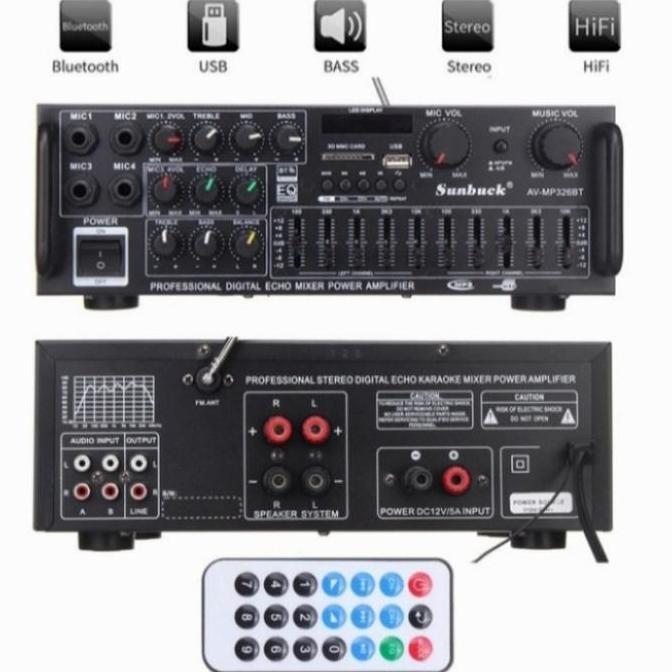 Power Amplifier Karaoke Sunbuck Eq Usb Bluetooth 2000W Premium