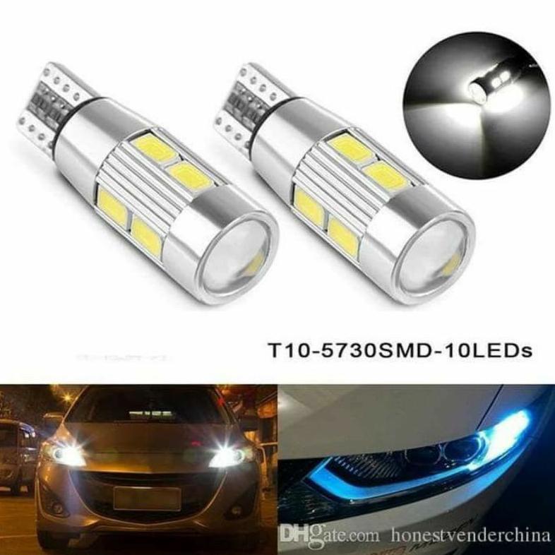 Big Sale Lampu Led T10 Projie 10 Mata  Lensa Senja Kota Sein 12V Mobil Motor