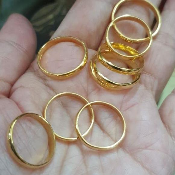 Cincin Emas Kuning Asli 24K / Cincin Kawin Emas Asli 24 Karat 99% 99 Terlaris