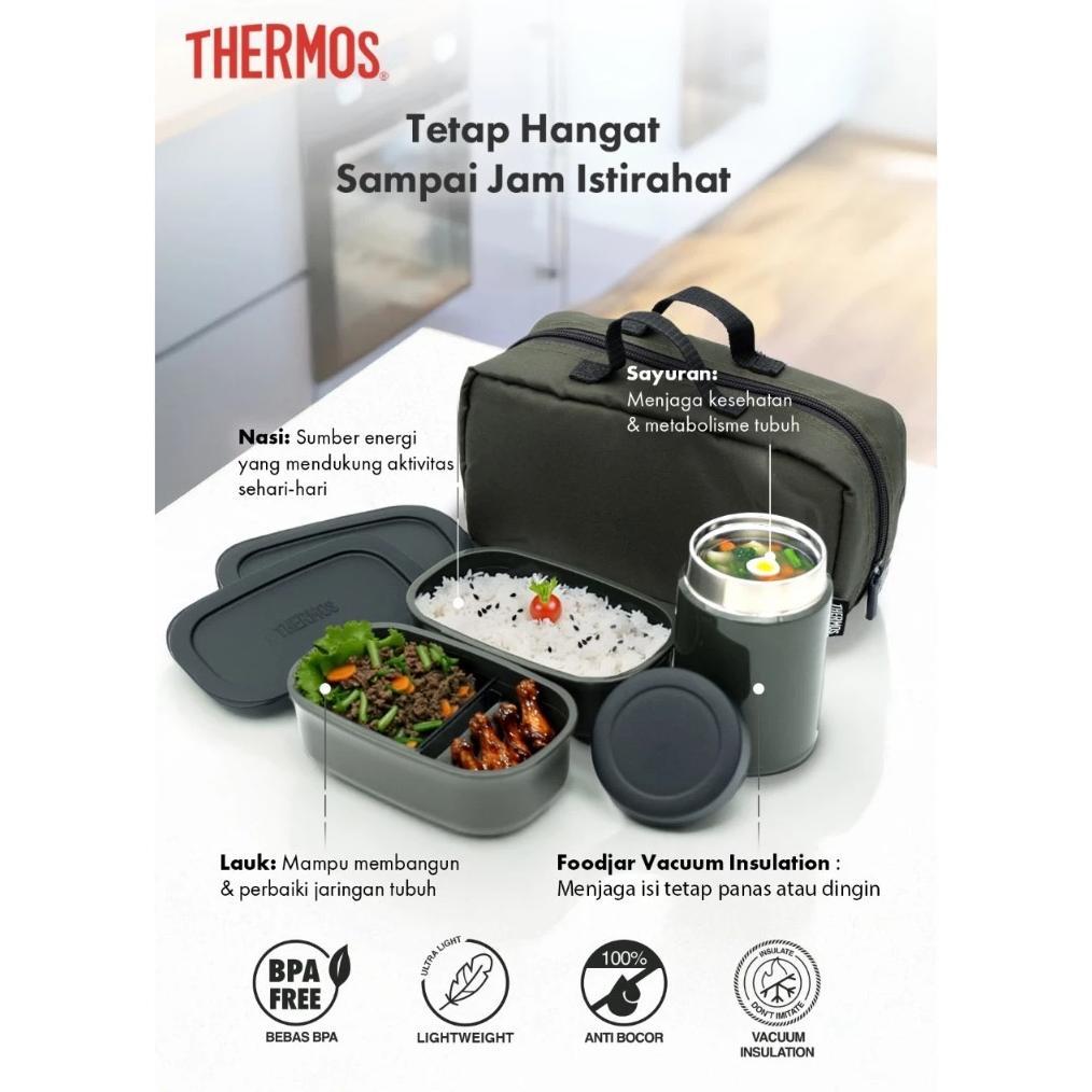 THERMOS JEA-801 Lunch Set Vacuum Insulated 800ml Kotak Makan Stainless Steel Food Jar 200ml & 2 Cont