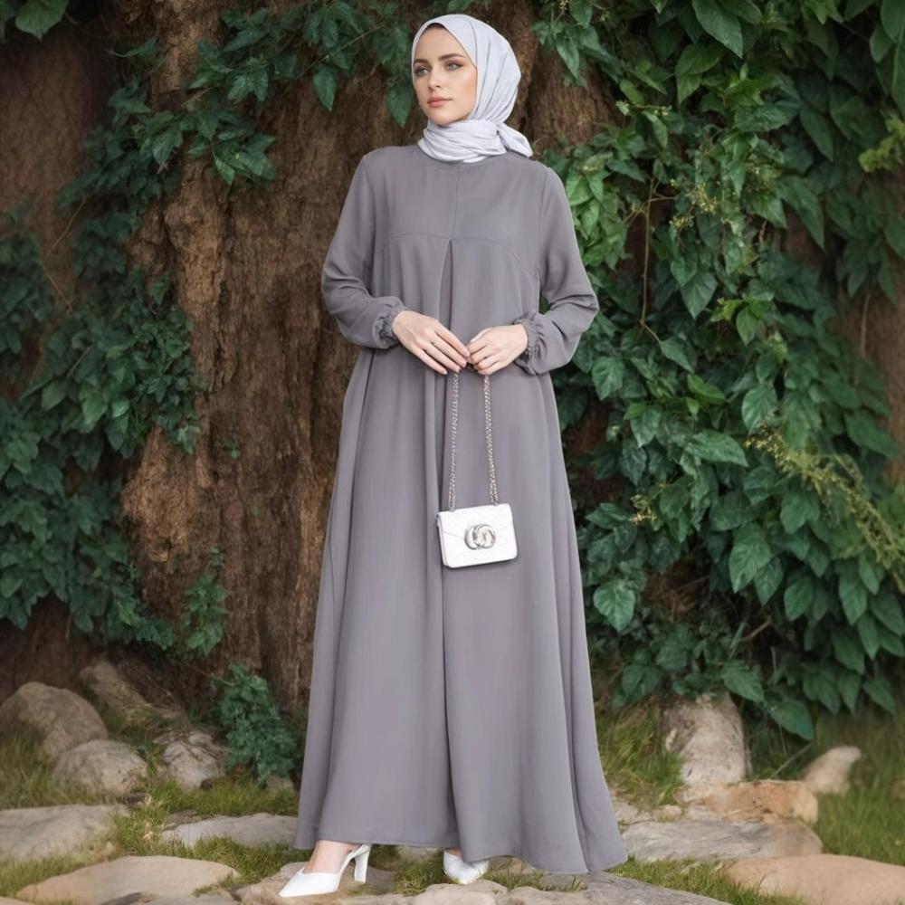 Grosir Gdtima Basic Gamis Wanita Lengan Panjang Dress Polos Gamis
