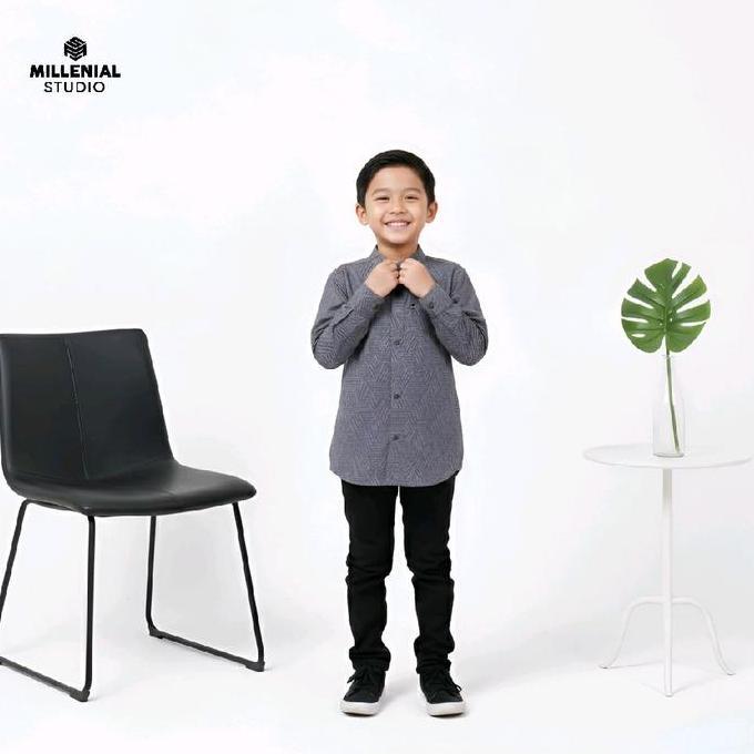 Koko Kurta Couple Ayah Dan Anak Shuhada Abu I Kemeja Koko Anak 3-12 Tahun Lengan Panjang | Baju Musl