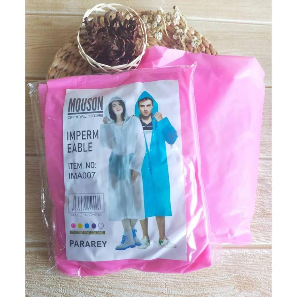 HOT DEALS JAS HUJAN EVA MOUSON PONCO PLASTIK LENGAN PANJANG BERTUDUNG HOODIE TERUSAN KANCING MODIS U
