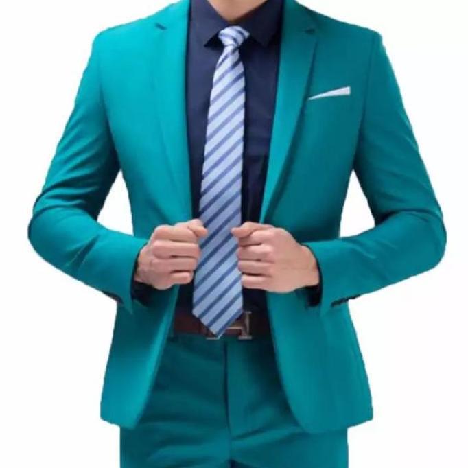 Jas blazer hijau / jas pria toska / blazer hijau botol Formal Panjang Kantor Wisuda Tebal Cowok Best