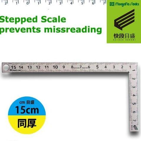 Penggaris siku mini 7.5 x15cm NIIGATA SEIKI stainless steel