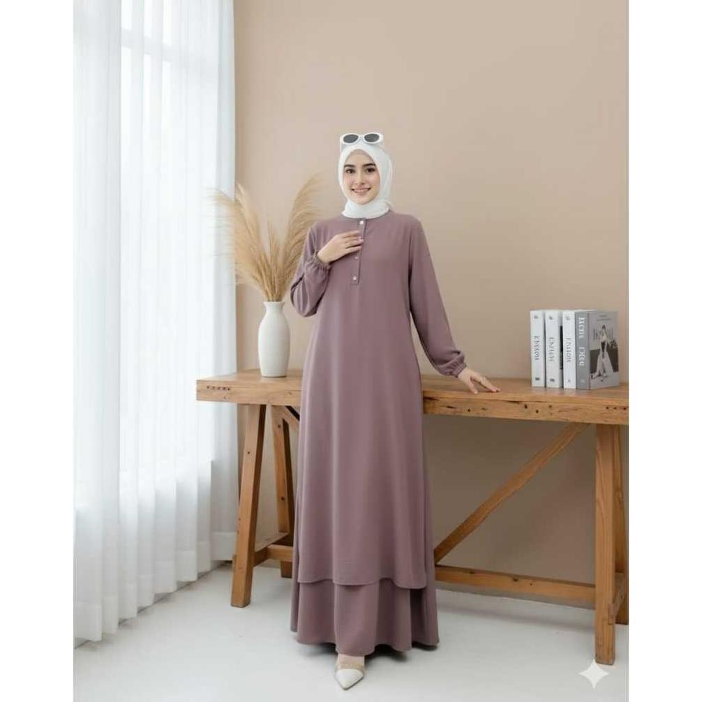 Murah Gamis Wanita Abaya Malaysia Crinkle Polos Quensa Dress