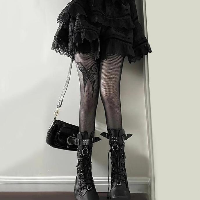 Kaoskaki Stocking Hitam Putih Jaring-Jaring / PANTYHOSE LOVE Jala Stocking Jaring Transparan Sexy Lo