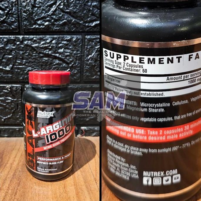 Suplemen Fitness NUTREX Arginine 1000mg 120 kapsul Malang