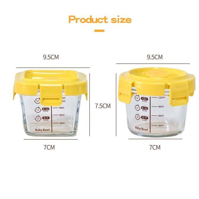 SUSTOMA Bayi Wadah Penyimpanan Mpasi 160ML Wadah Mpasi Kaca Tahan Panas  Wadah Kaca Mpasi Tahan Pana
