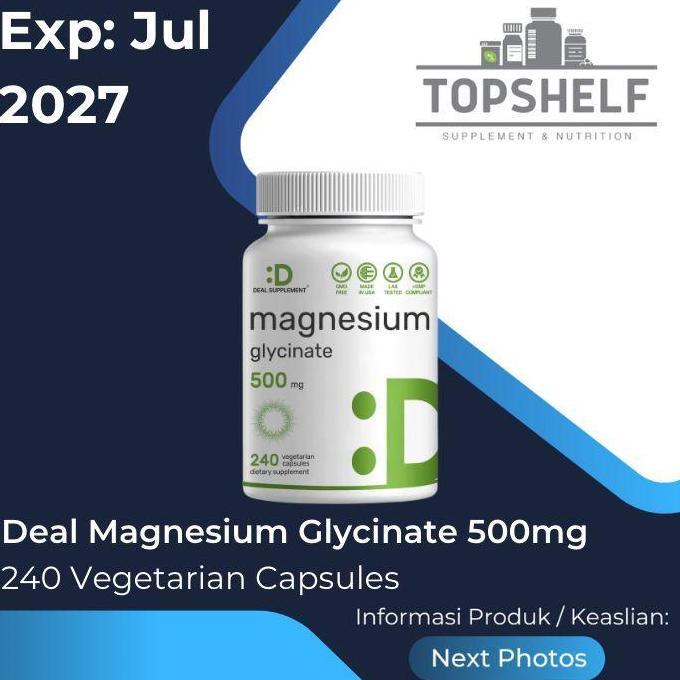 Deal Supplement Magnesium Glycinate 500mg Vegetarian Capsules 240 Caps