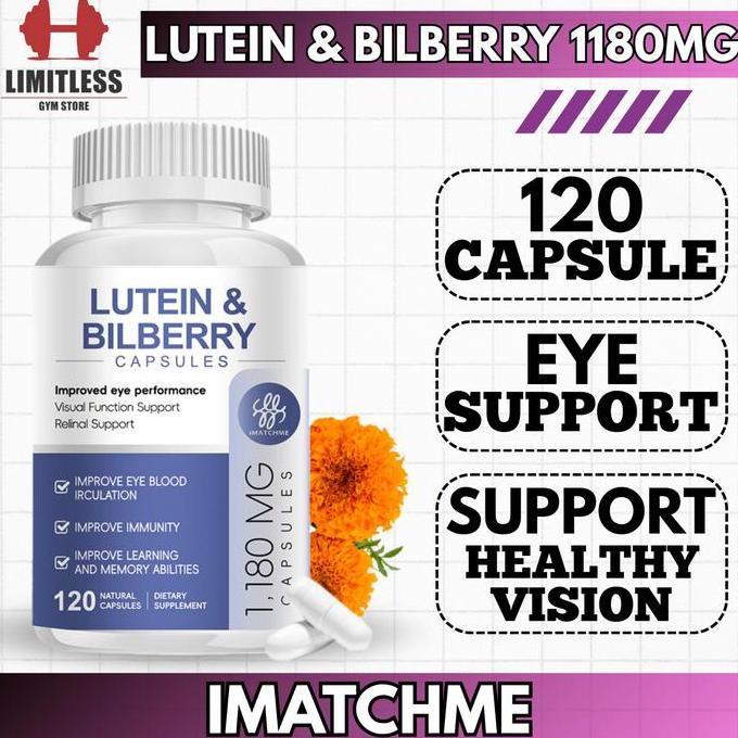 USA Vitamin LUTEIN & BILBERRY Eye Vision Support 120 Capsules Suplemen Kesehatan Mata