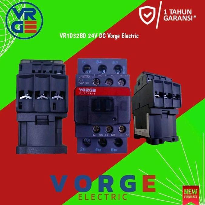 Kontaktor Contactor Vr1D32Bd Vr1D32 Bd 24Vdc 24V Dc 3Phase 3Pole Merk Vorge Garansi 1Tahun New Stok