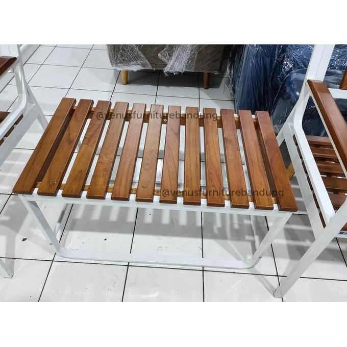Kursi teras taman besi kayu minimalis outdoor set BANDUNG