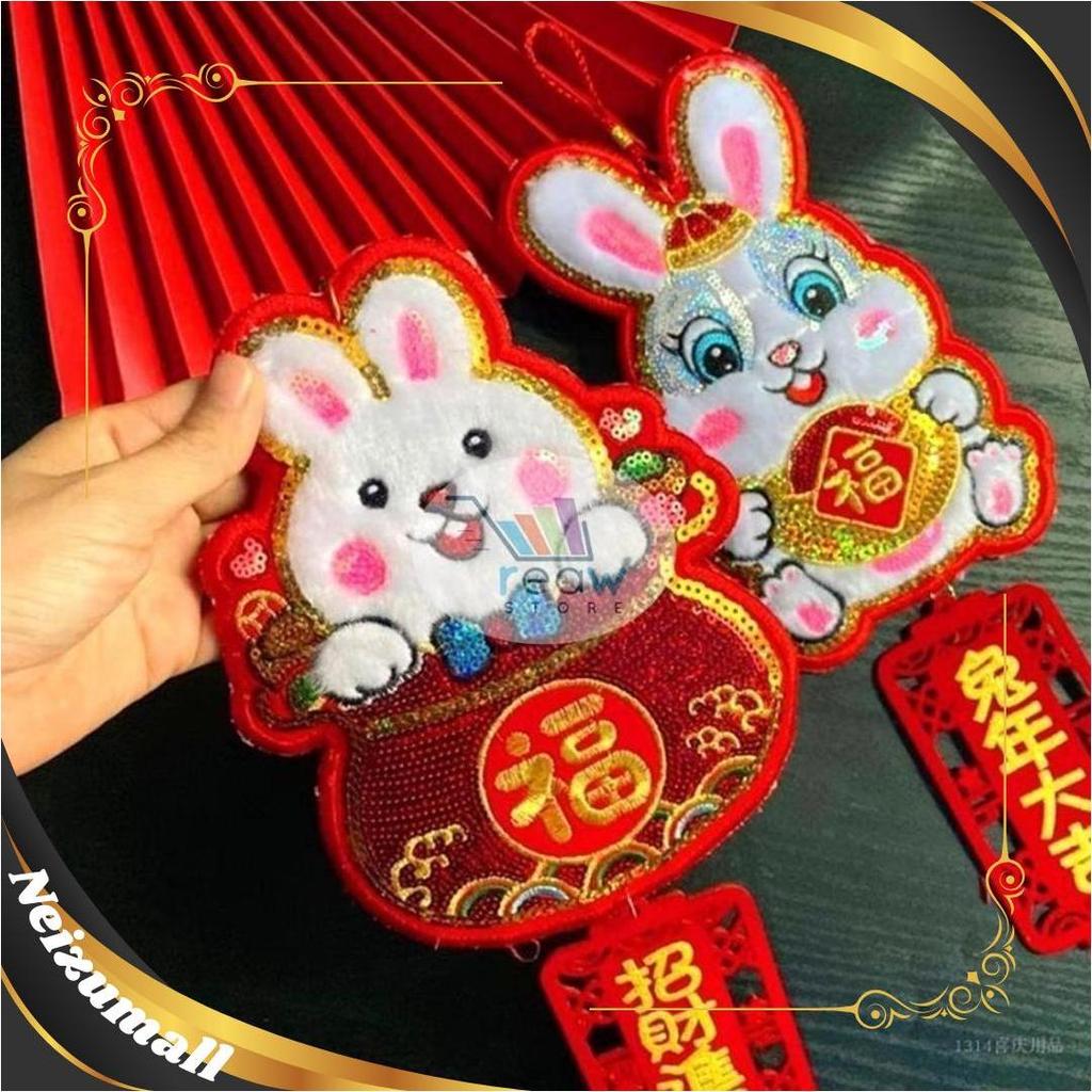 Premium Gantungan Hiasan Dekorasi Ornamen Imlek Sincia Kelinci Glitter Rs Cod