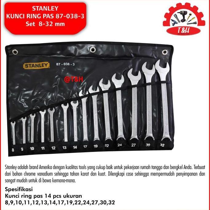 Stanley 14 Pcs Combination Wrench Set 87-038-3 / Kunci Ring Pas Set 8-32 mm