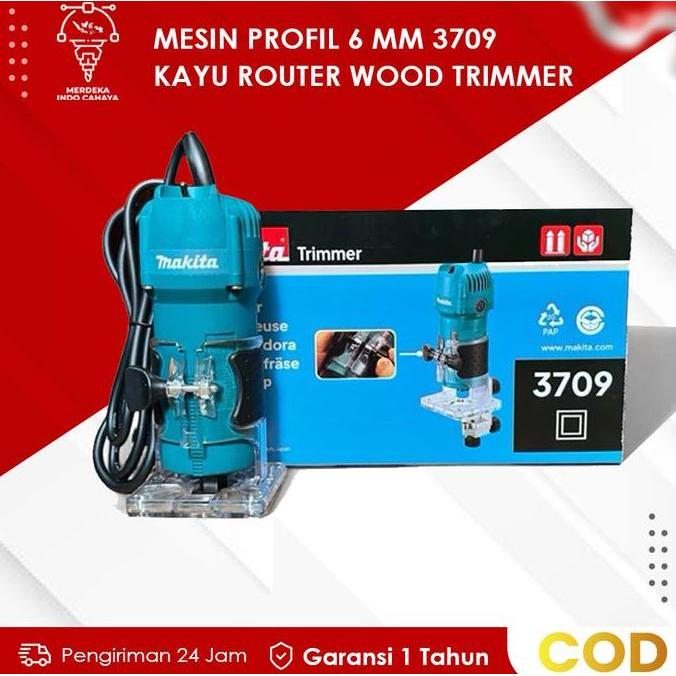 DISKON TERMURAH Trimmer Kayu Makita 3709 Mesin Profil 6 mm Router Kayu Terbaik |