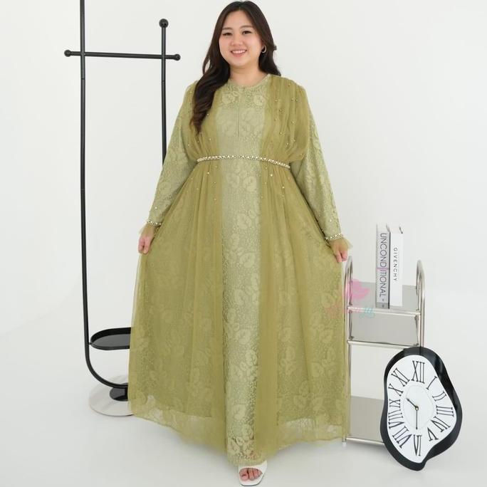 Spesial Super Jumbo Gamis Maretha Brukat Mewah Ld 130 140 150 Cm Pesta Mutiara Tile