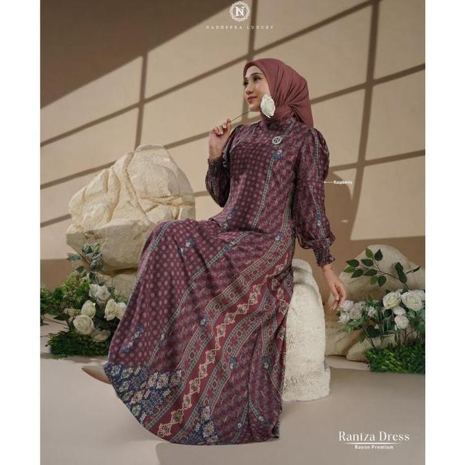 Terjangkau [Bisa Cod] Raniza Dress Nadheera Luxury Gamis Rayon Premium Motif Batik Terbaru Ranniza N