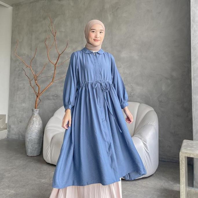 Eclemix Midi Dress Namuu | Gamis Muslim Wanita Kancing Depan